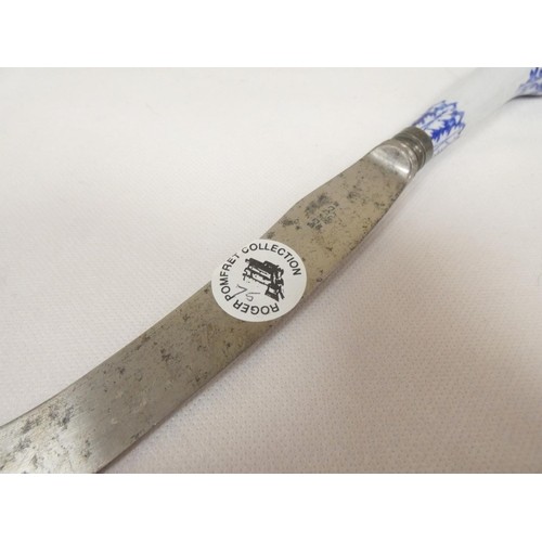 26 - New Hall helmet shape jug printed in blue with a rare version of 