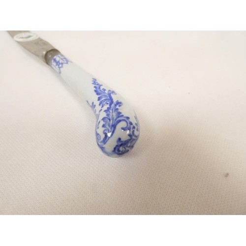 26 - New Hall helmet shape jug printed in blue with a rare version of 