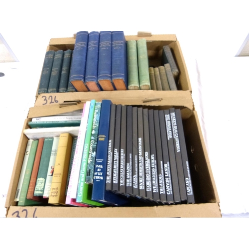 326 - Box of books to include four volumes on farm crops 1925, four volumes of nations etc.