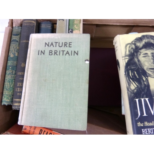 327 - Two boxes of books to include hunting, fishishg, birds etc.