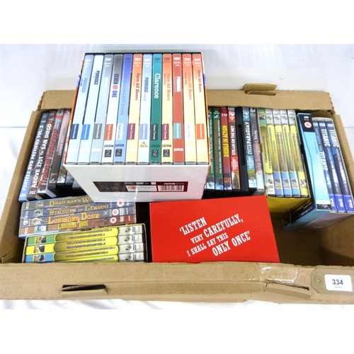 334 - Box of DVD's to include box sets 'Two Ronnies' and 'Allo allo'.