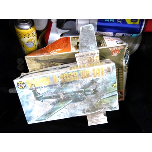 335 - Tin box and model kits etc.