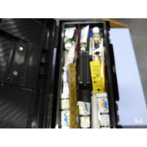 356 - Box of art items to include pictures, wicker basket etc.