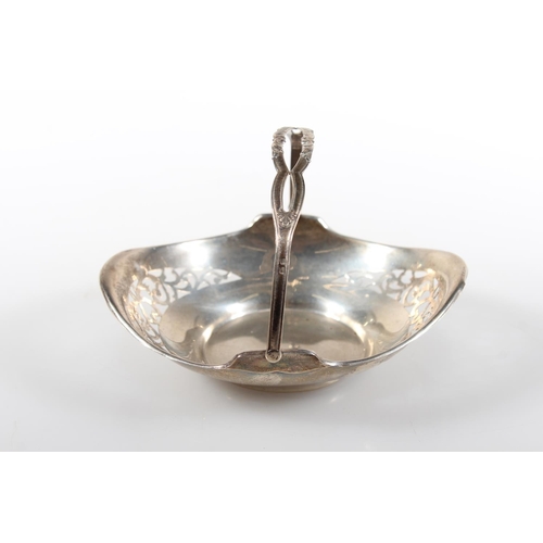 472 - Silver swing handled pierced basket, maker HM, Birmingham, 45g.