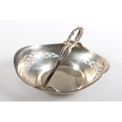 472 - Silver swing handled pierced basket, maker HM, Birmingham, 45g.