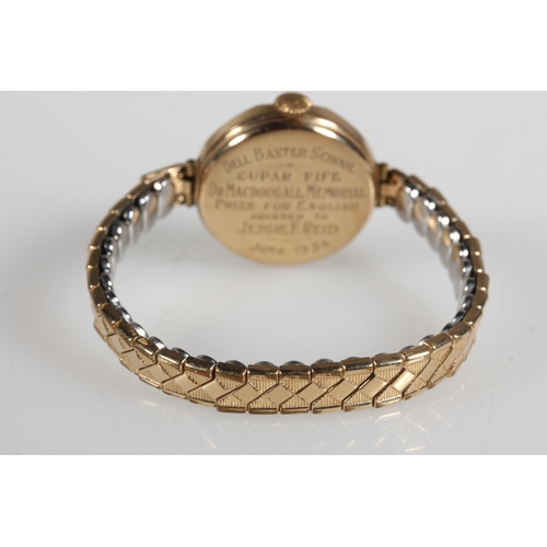 475 - Ladies 9ct yellow gold cased wristwatch.