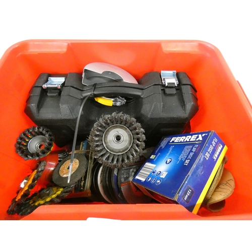 295 - Two electric winch grinders and wheels and wire brushes.