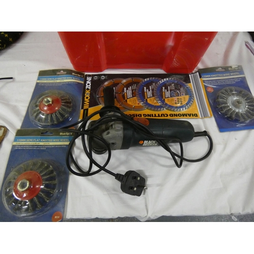 295 - Two electric winch grinders and wheels and wire brushes.