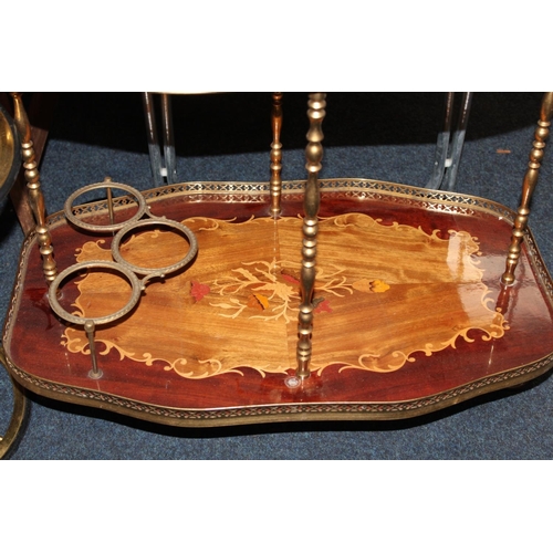 559 - Italian style marquetry inlaid drinks trolley.