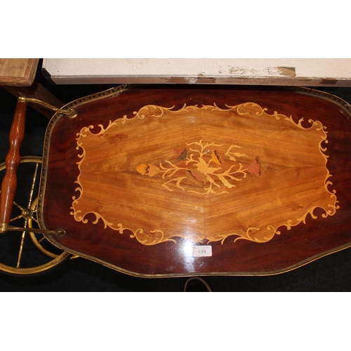 559 - Italian style marquetry inlaid drinks trolley.