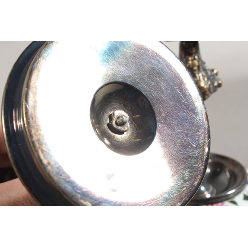 10A - Pair of silver plated and ceramic based antique style candlesticks.