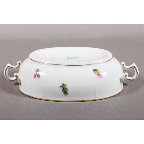 258 - Herend of Hungary porcelain dish and cover with floral decoration, 11cm tall