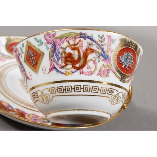 263 - Sevres cabinet cup and saucer with Chateau Des Tuileries stamp to the base.