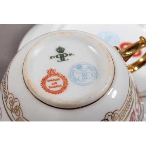 263 - Sevres cabinet cup and saucer with Chateau Des Tuileries stamp to the base.