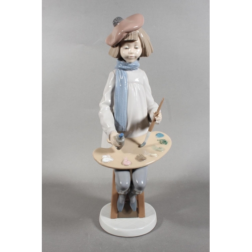 267 - Nao figure of a girl artist with easel, 34cm tall.