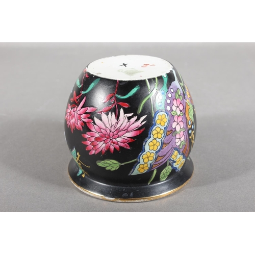 279 - Chinese black ground famille noir fishbowl, 8cm tall.