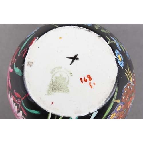 279 - Chinese black ground famille noir fishbowl, 8cm tall.