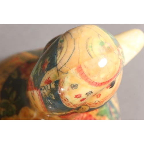 284 - Ceramic patchwork pattern duck and cat model.