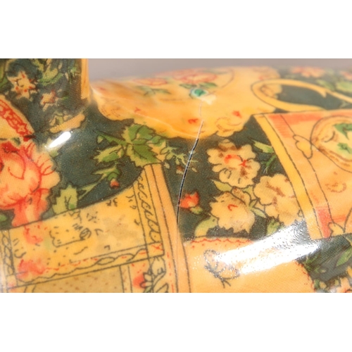 284 - Ceramic patchwork pattern duck and cat model.