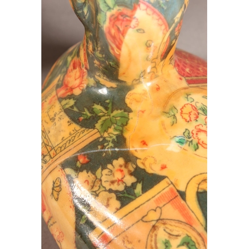 284 - Ceramic patchwork pattern duck and cat model.