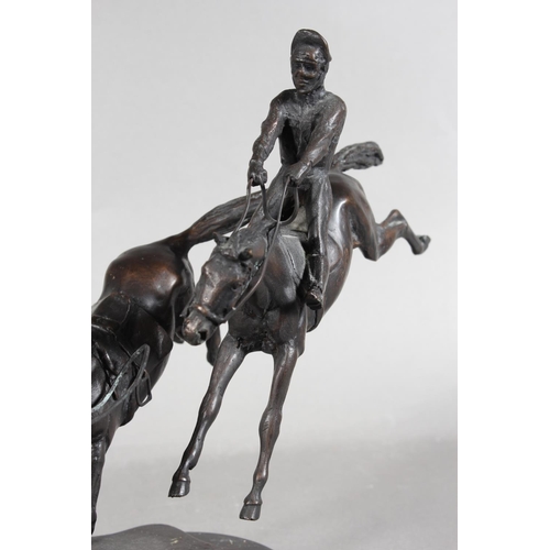 289 - Bronzel sculpture by James Osborne, of Becher's Brook to commemorate 150th anniversary of the Grand ... 