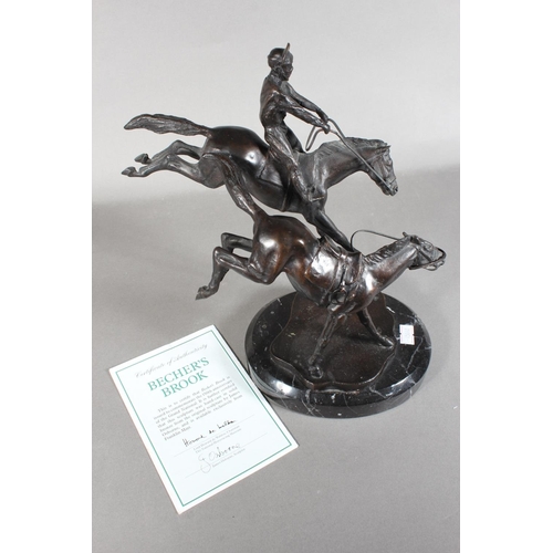 289 - Bronzel sculpture by James Osborne, of Becher's Brook to commemorate 150th anniversary of the Grand ... 