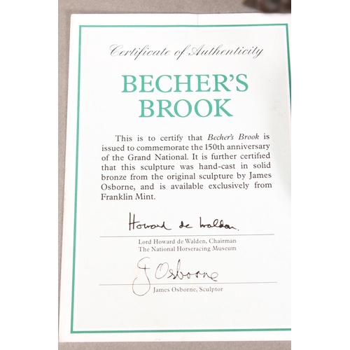 289 - Bronzel sculpture by James Osborne, of Becher's Brook to commemorate 150th anniversary of the Grand ... 