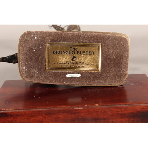 291 - Franklin Mint Bronco Buster by Frederic Remington with certificate