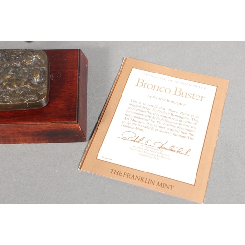 291 - Franklin Mint Bronco Buster by Frederic Remington with certificate