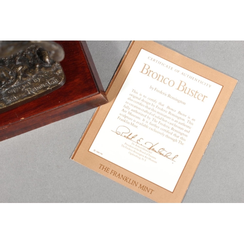 291 - Franklin Mint Bronco Buster by Frederic Remington with certificate