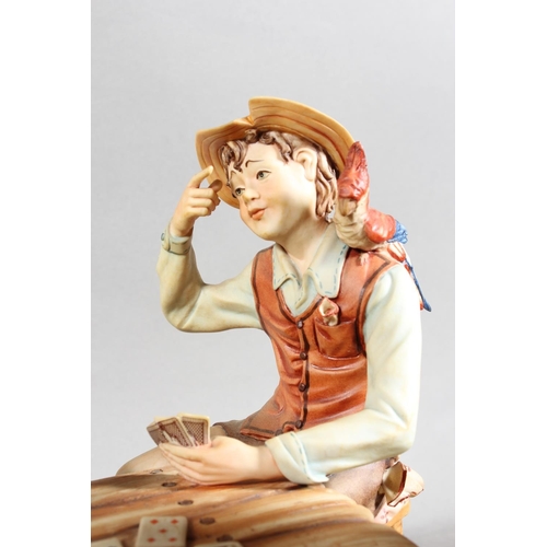 10D - Capo di monte figure group 'The Cheat', signed to base.