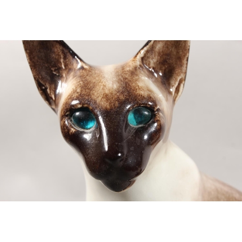 12 - Two Winstanley pottery cats with blue eyes.