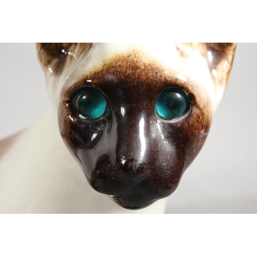 12 - Two Winstanley pottery cats with blue eyes.