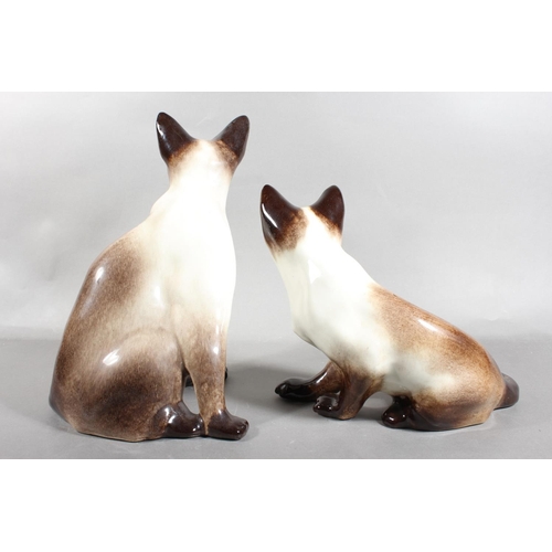 12 - Two Winstanley pottery cats with blue eyes.