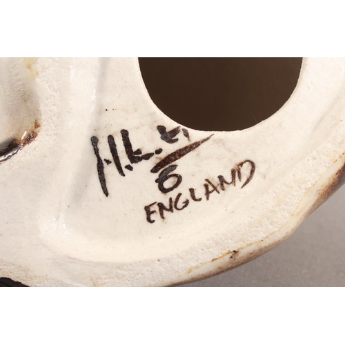 12 - Two Winstanley pottery cats with blue eyes.