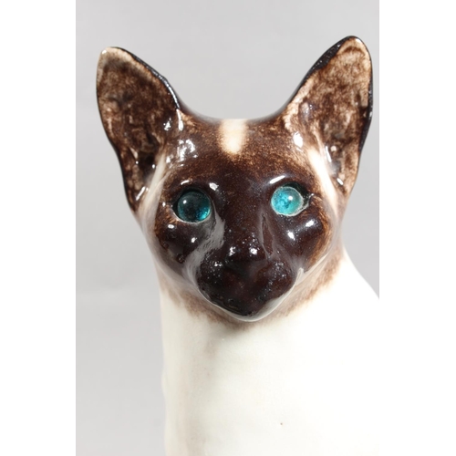 14 - Three Winstanley pottery Siamese cats with blue eyes, largest 31cm high.