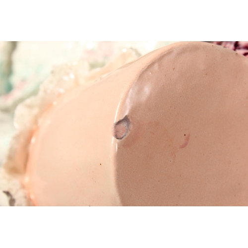 21 - Porcelain female bust in Victorian dress with locket, 50cm high.