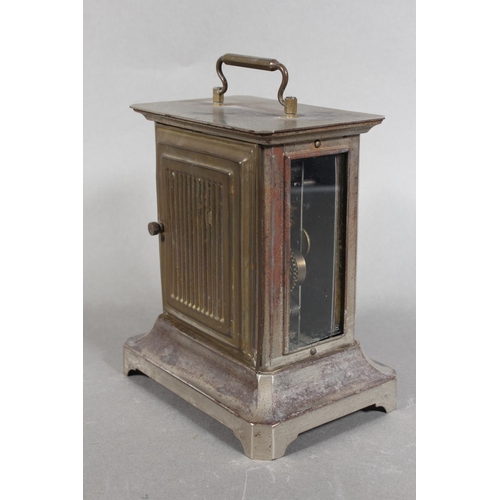 25 - Vintage carriage clock, with white face and two subsidiary dials.