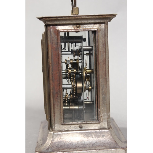 25 - Vintage carriage clock, with white face and two subsidiary dials.