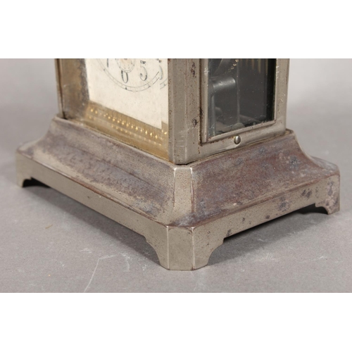 25 - Vintage carriage clock, with white face and two subsidiary dials.