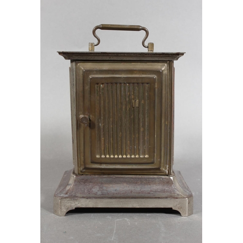 25 - Vintage carriage clock, with white face and two subsidiary dials.