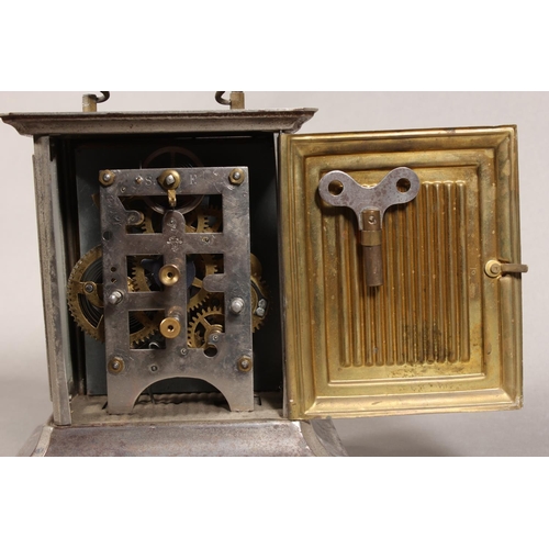 25 - Vintage carriage clock, with white face and two subsidiary dials.