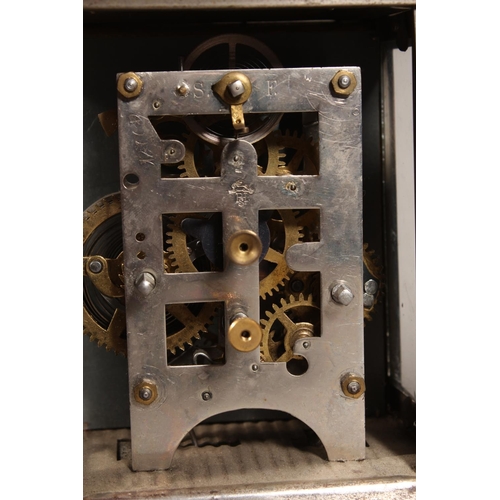 25 - Vintage carriage clock, with white face and two subsidiary dials.