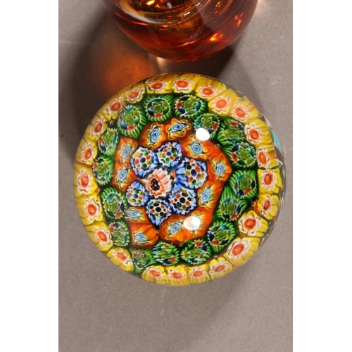 26 - Wedgwood amber glass paperweight, and two others.