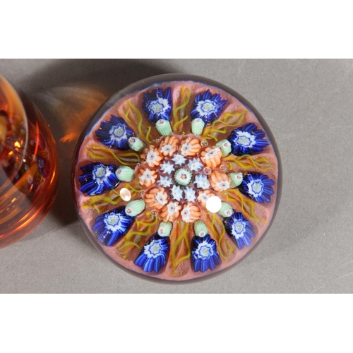 26 - Wedgwood amber glass paperweight, and two others.