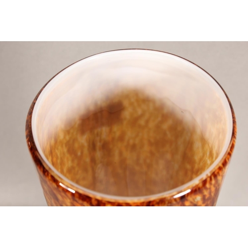 32 - Amber and brown effect Art Glass vase, 35cm high.