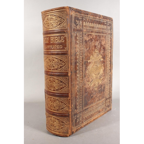 33 - Antique leather brass bound Bible.