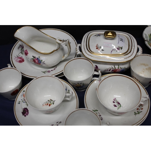 35 - Antique floral and gilt decorated teaset.