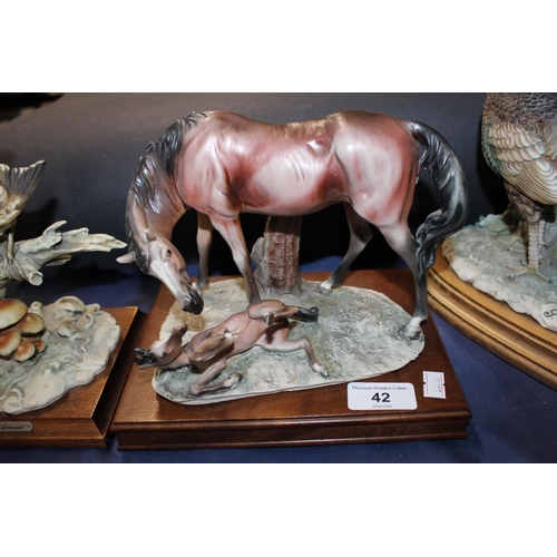 42 - Three animal groups to include a horse and foal, robin on a branch, etc.