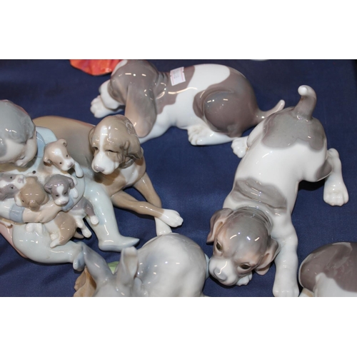 44 - Lladro dog models and groups, a Nao cat model, a Lladro rabbit, etc.